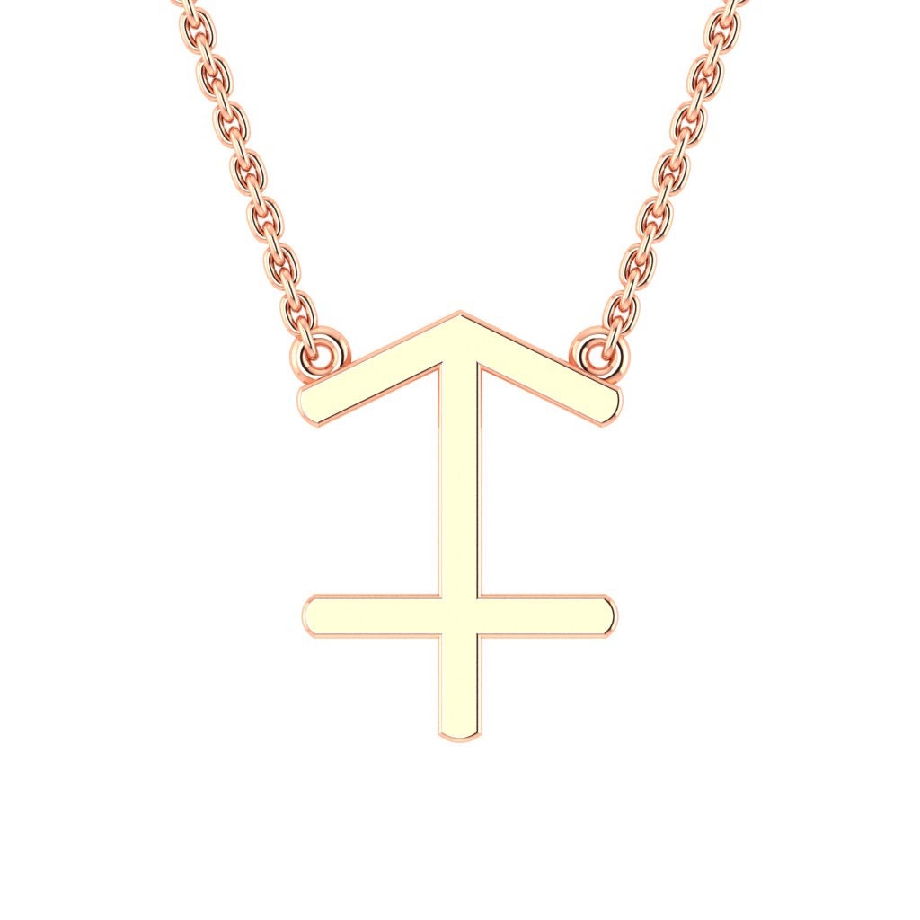 Sagittarius Zodiac Solid Gold Necklace
