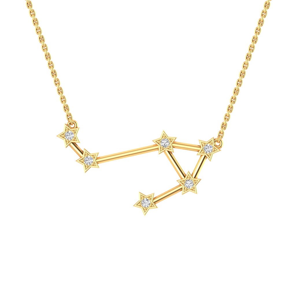 Collier Constellation du zodiaque astrologique BALANCE, collier de diamants du zodiaque en or massif 14K, collier céleste Horoscope, collier de charme BALANCE