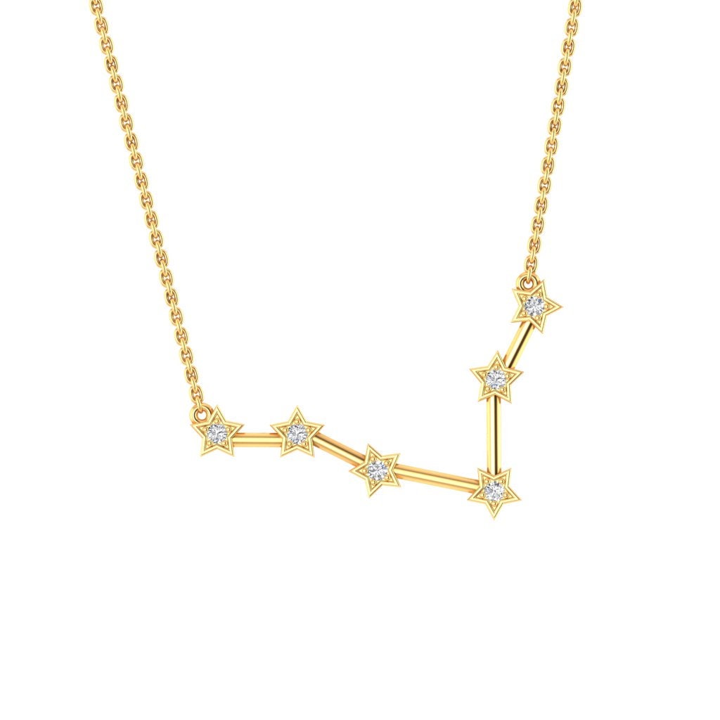 Solid Gold Pisces Astrological Zodiac Diamond Necklace