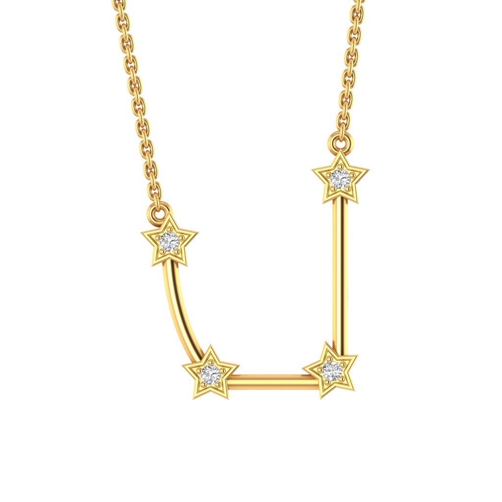 Aquarius Zodiac Constellation Diamond Necklace