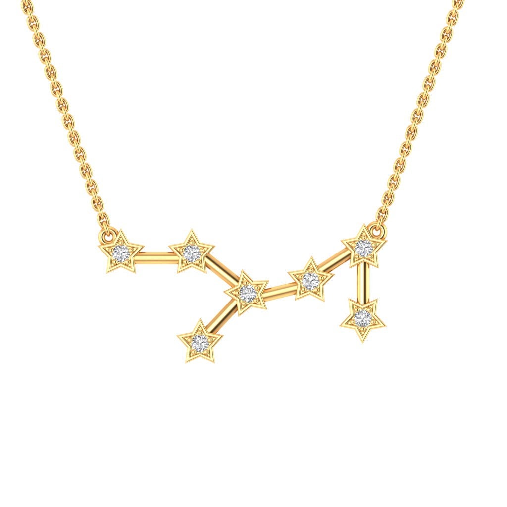 Virgo Zodiac Constellation Diamond Charm Necklace