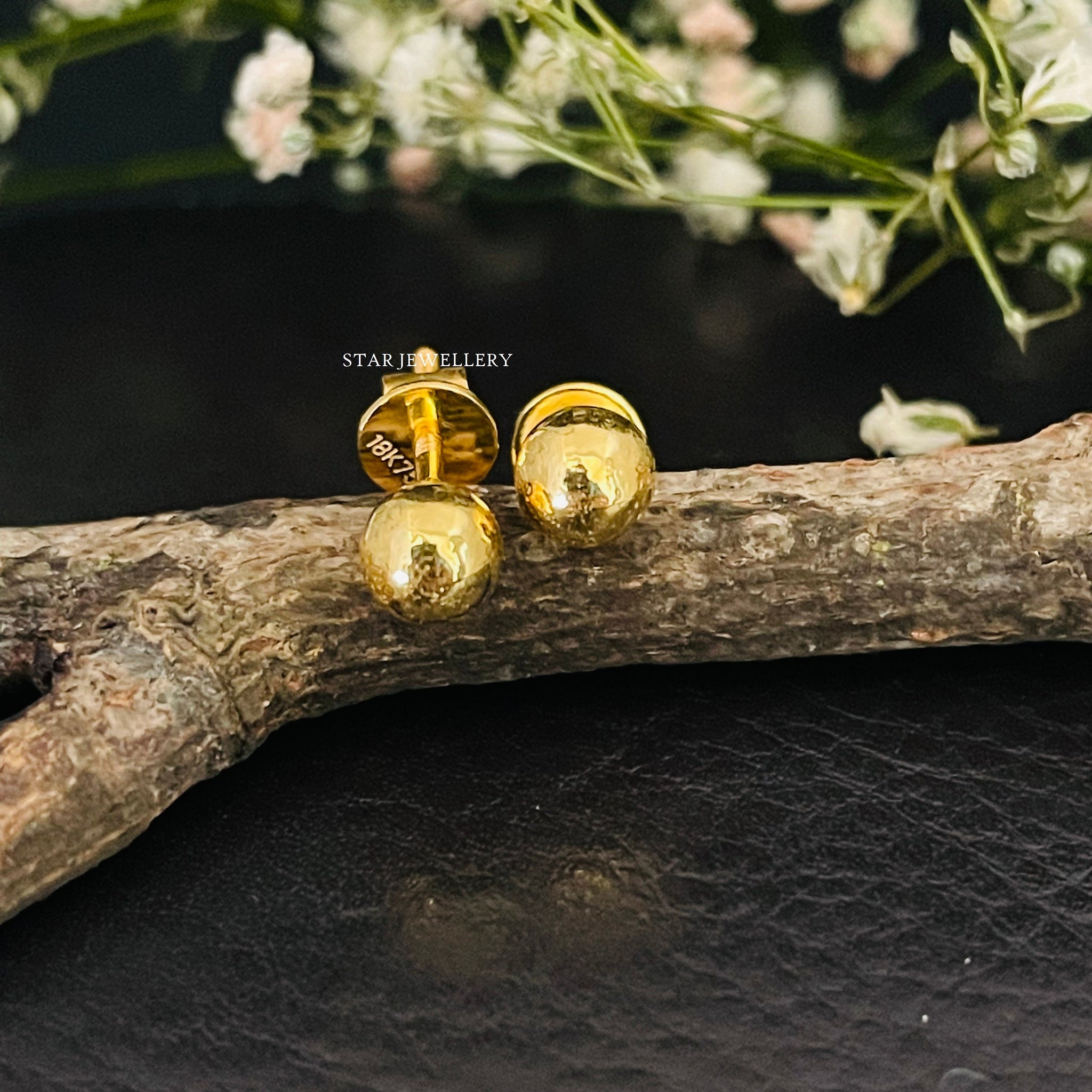 14K Solid Gold Bead Sphere Earring