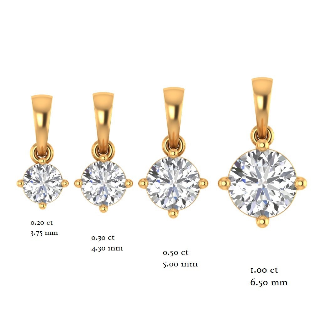 4 Prong Lab Grown Diamond Solitaire Charm in 14K Gold