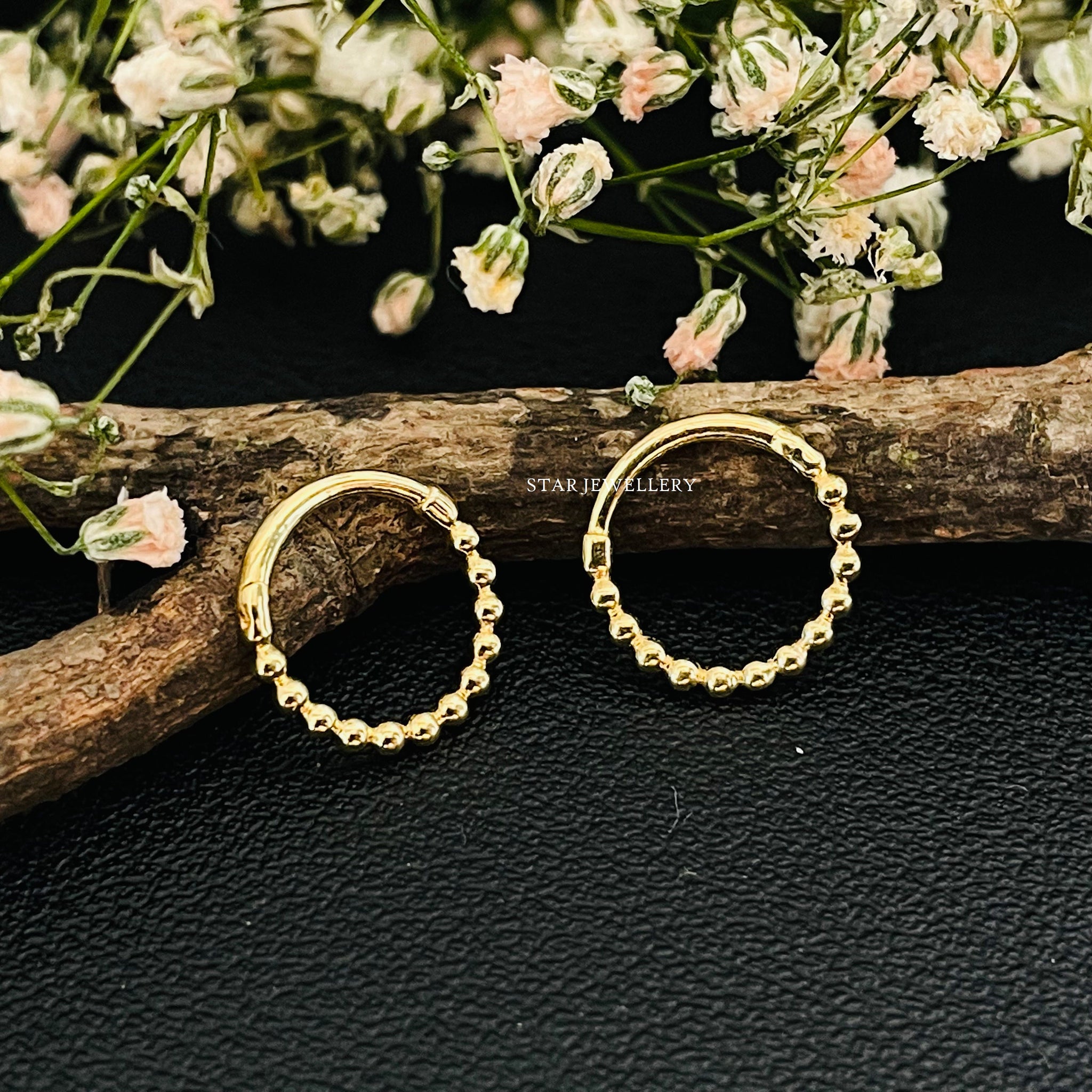 Solid Gold Bead Septum Nose Ring