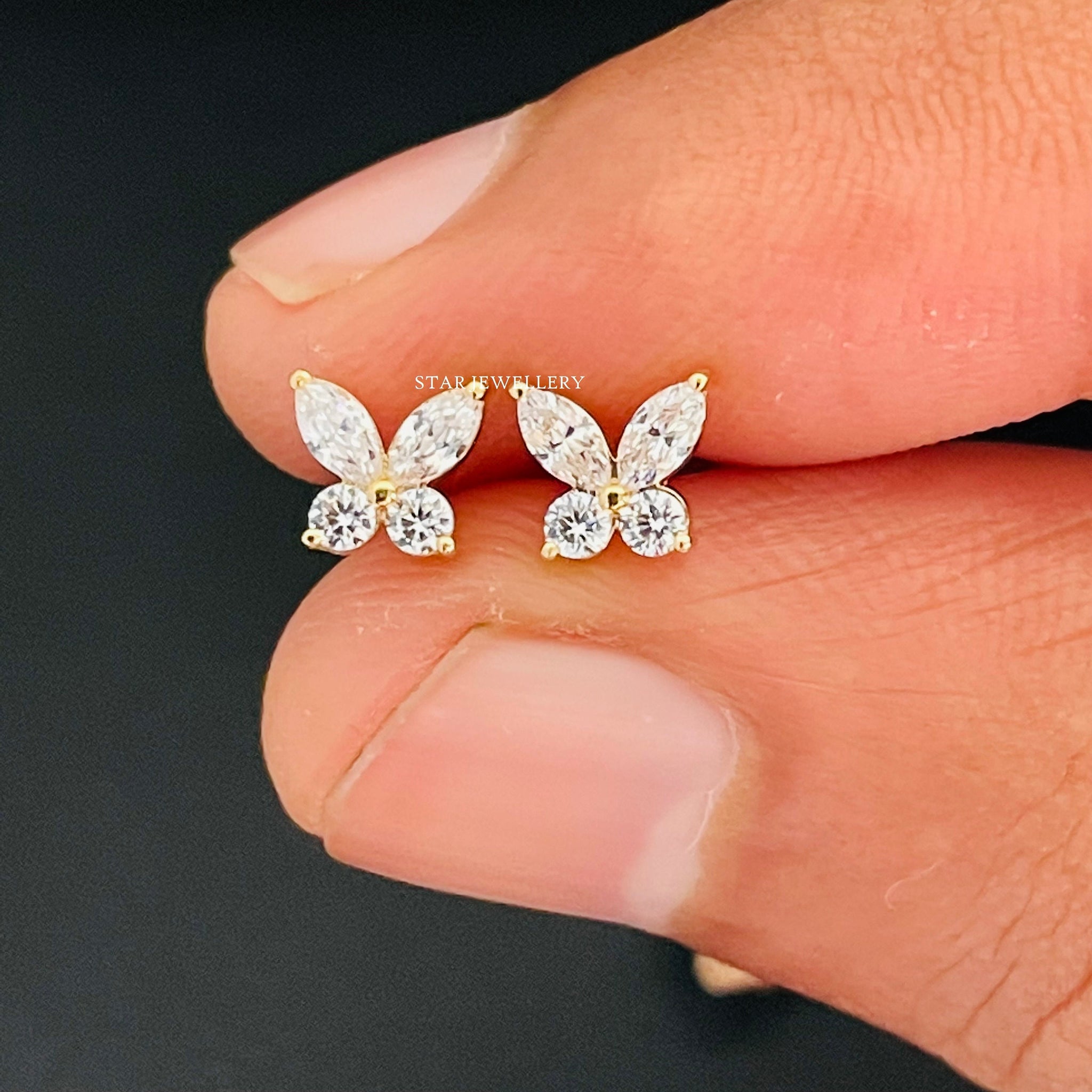 Marquise Cut Diamond Butterfly Earrings