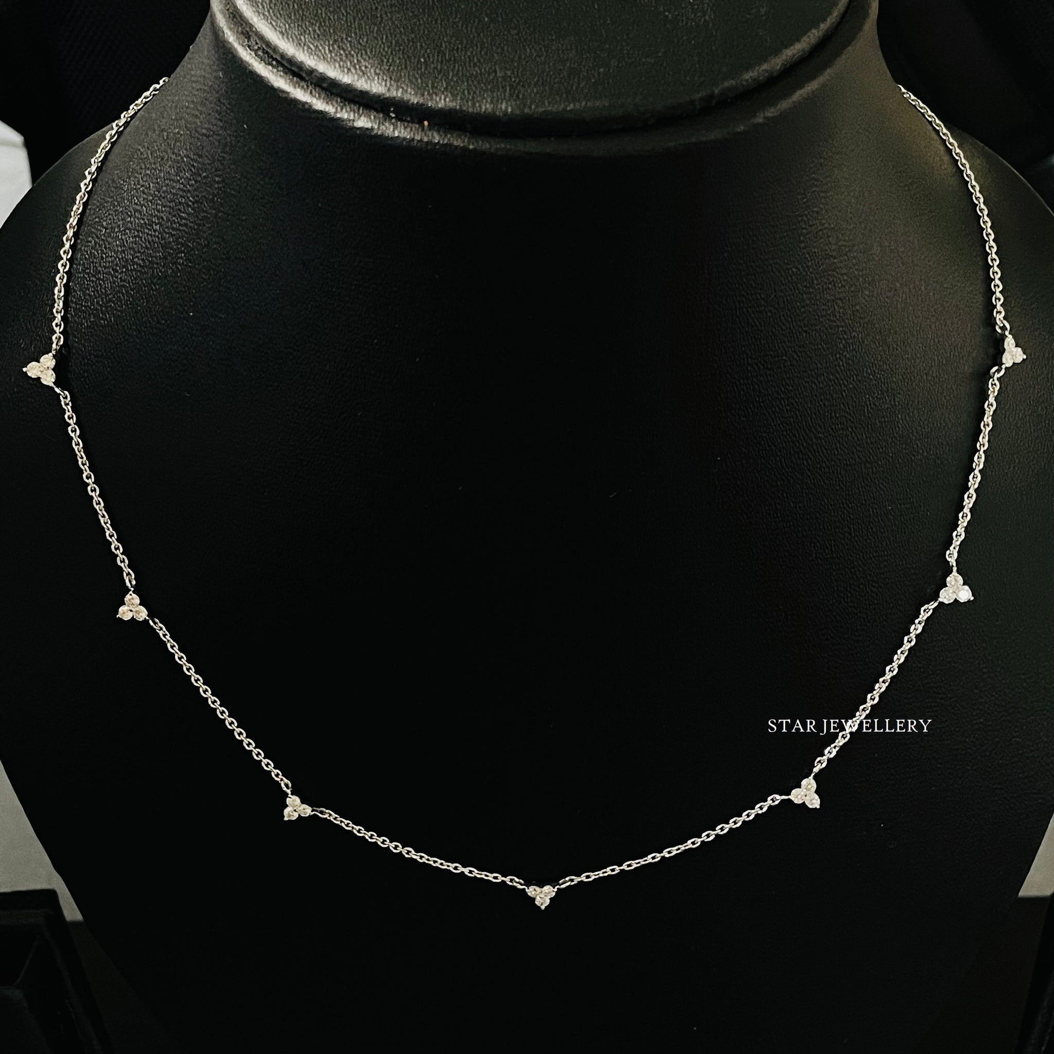 Trio Stone Diamond Yard Necklace