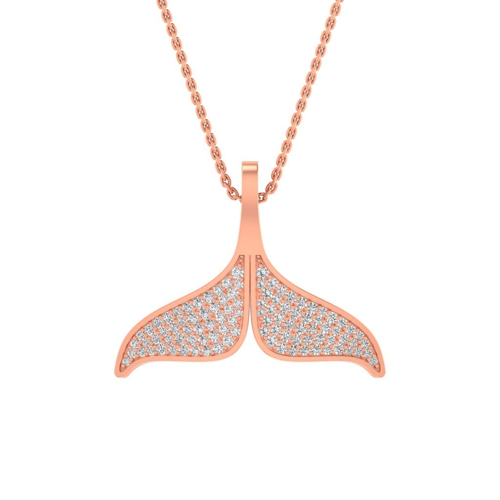 Natural Diamond Whale Tail Diamond Pendant