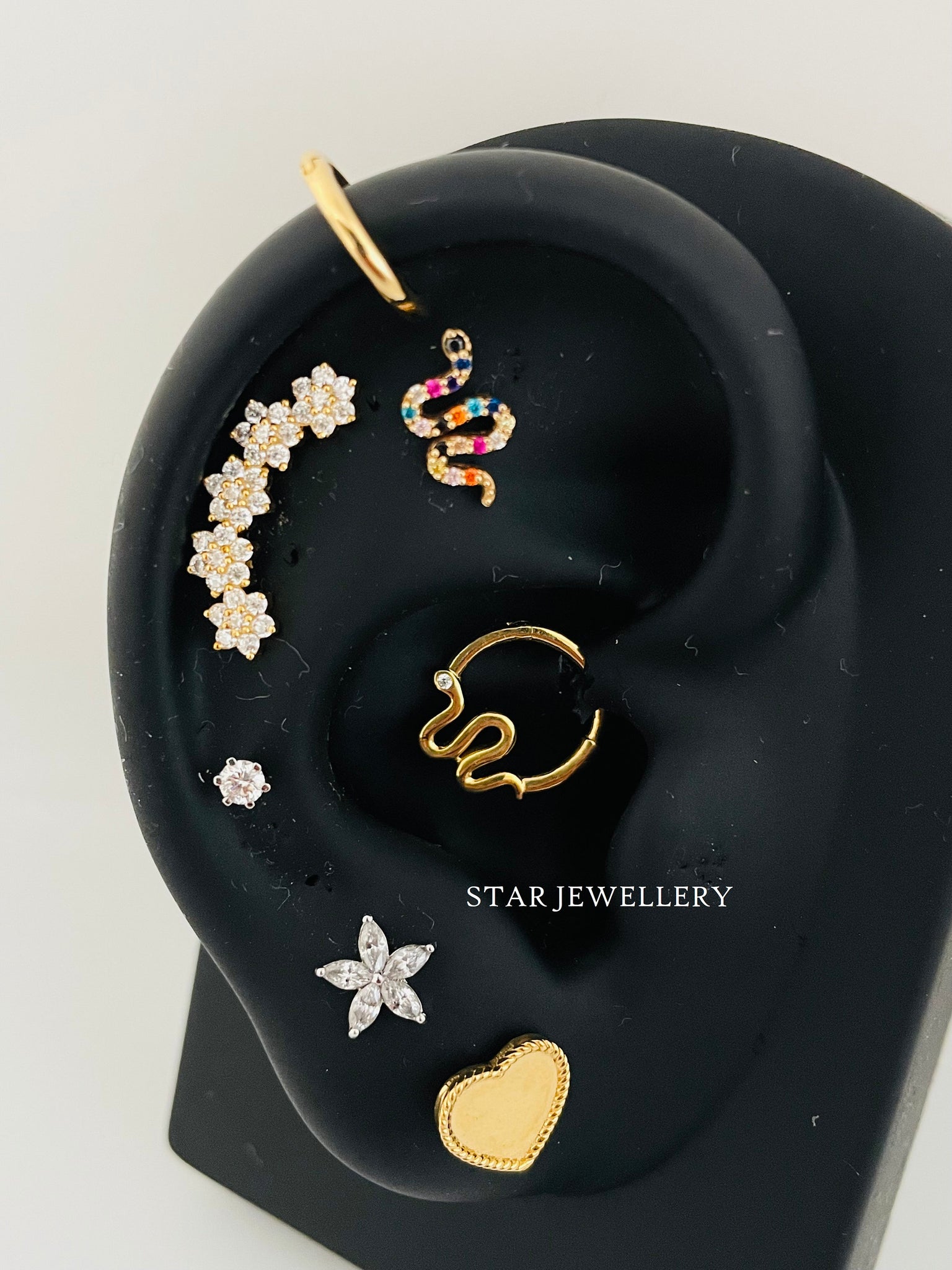 14K Solid Gold Curved Ear Crawler For Women