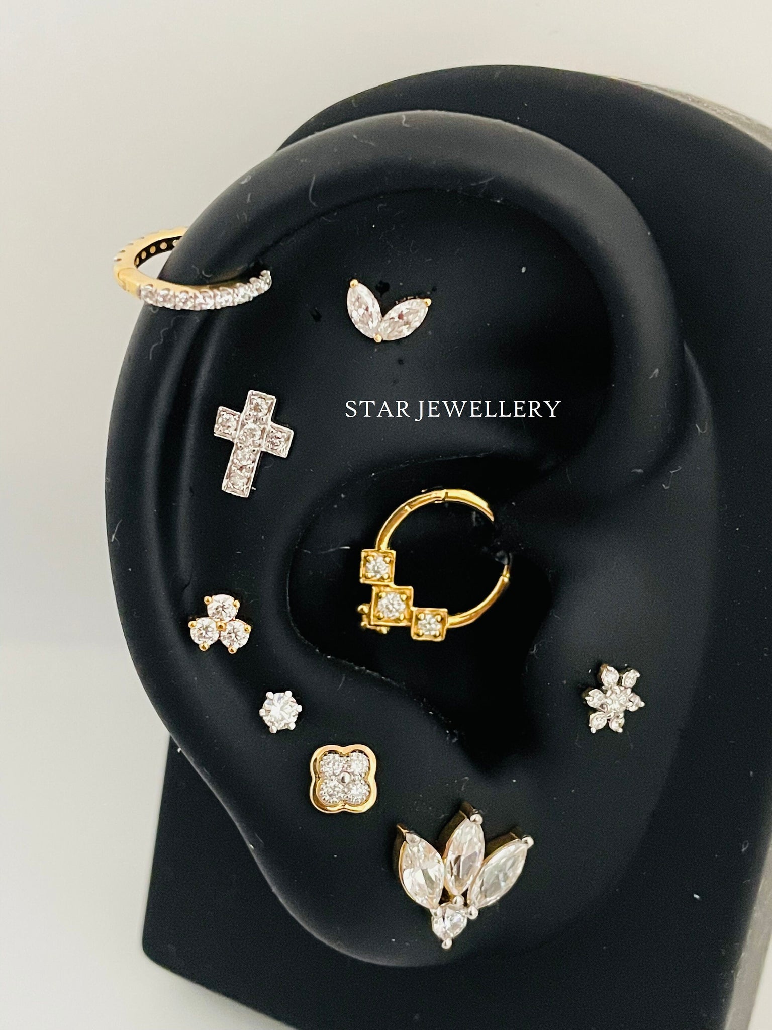 3 Stone Genuine Diamond Stud Earring