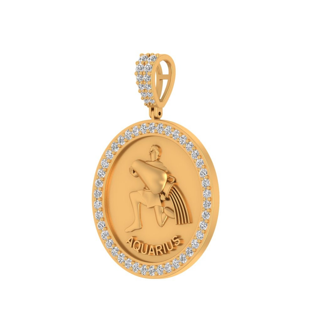 14K Solid Gold Zodiac Diamond Necklace