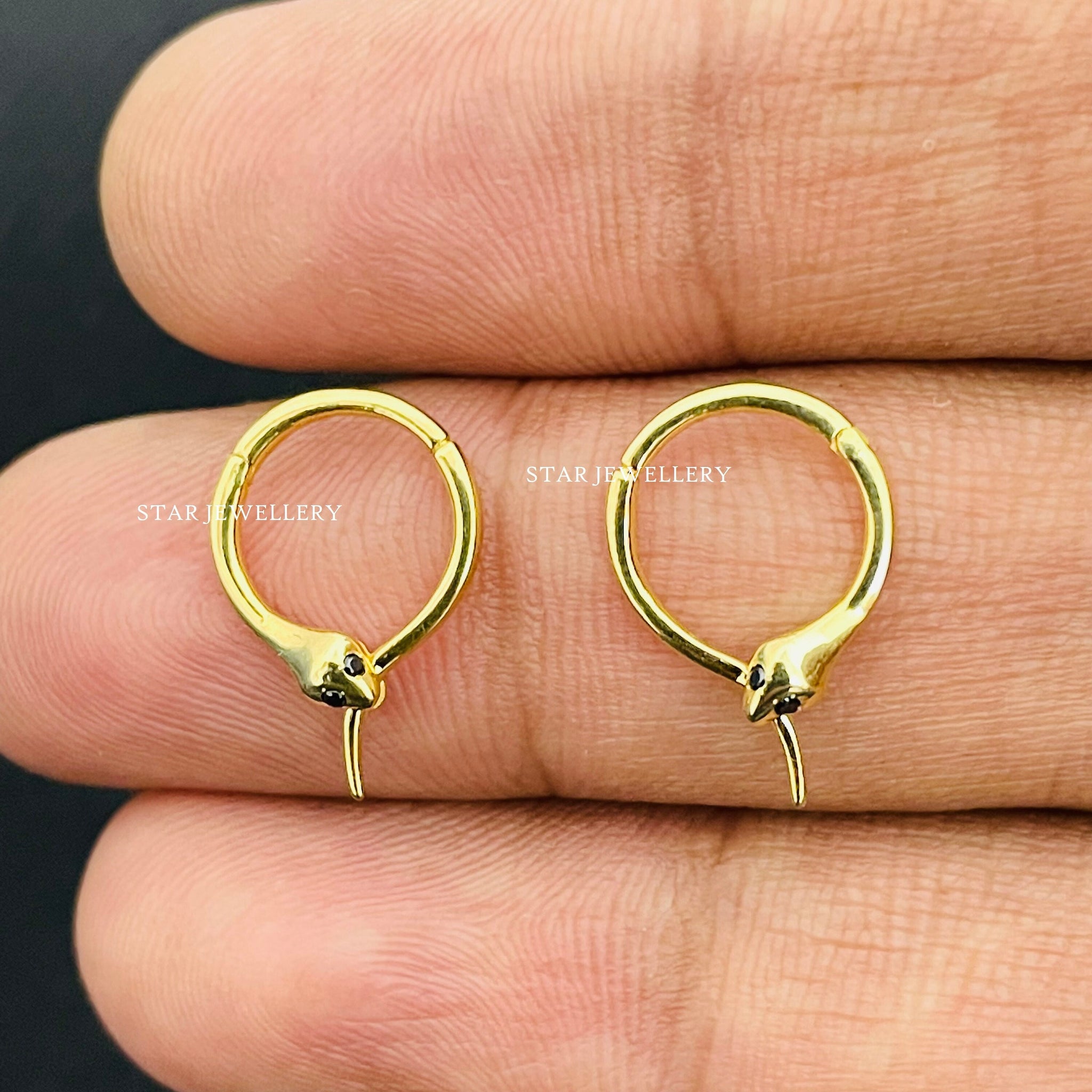 14K Solid Gold Snake Daith Piercing for her, Solid Gold Snake Septum Piercing