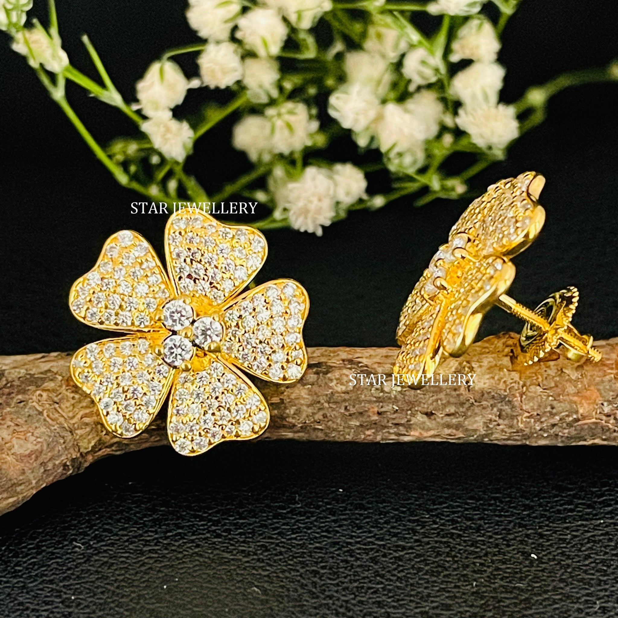 Natural Diamond Huge Flower Earring for Bride