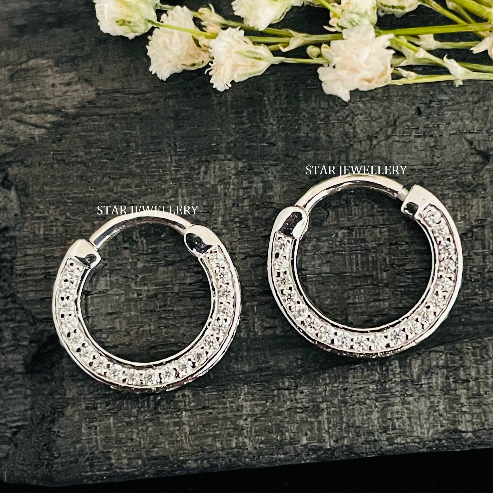Micro Pave Set CZ Diamond Septum Clicker Piercing in 925 Sterling Silver